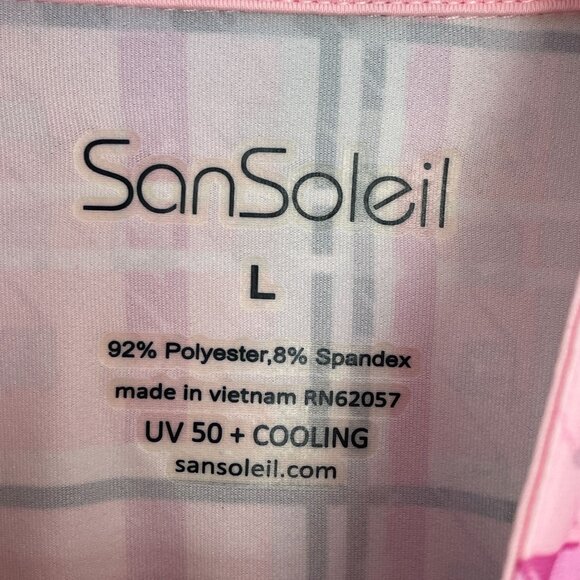 SanSoleil Womens Large Plaid Long Sleeve 1/4 Zip Golf Sun Shirt UV 50+ Cooling - Picture 3 of 10